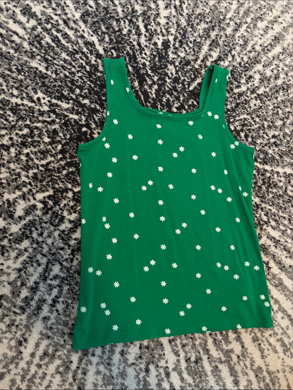 Girls fitted Green Daisy-Print Tank Top